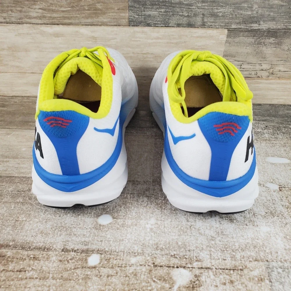 Hoka One One Clifton 9 Mens Shoes Sz 7 Blanc‎ De Blanc Virtual Blue Lace Up